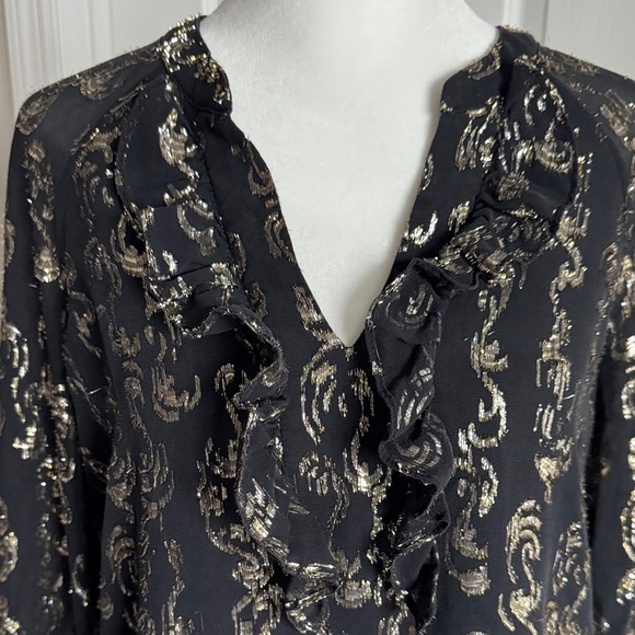 Lilly Pulitzer Black and Gold Patterned Blouse - Picture 4 of 16